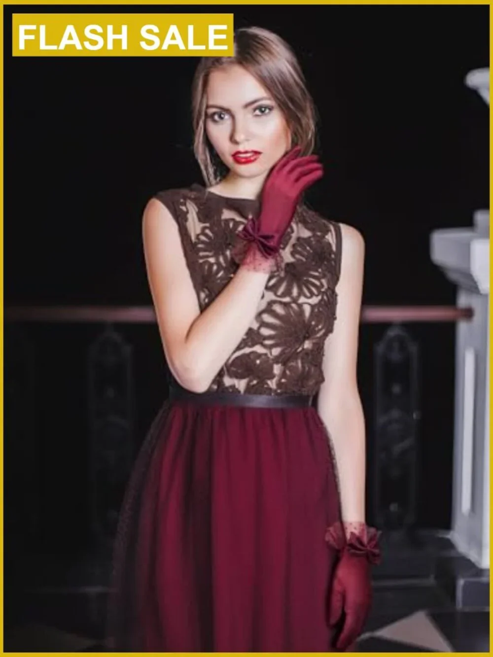 Lace Gloves for Women Tea Party Wedding Accessories Short Bow Elegant Opera